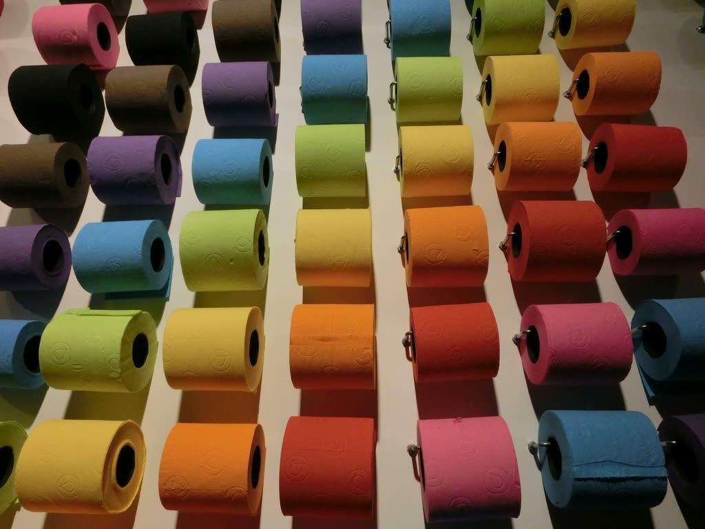 Rolls of coloured paper